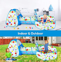 3-in-1 Colorful Ball Pool Tunnel Tent House for Kids - Rainbow Ball Pool Tunnel for Kids, Foldable Tunnel Ball Pool Outdoor Portable Kids Play Tent House (Balls not Included)