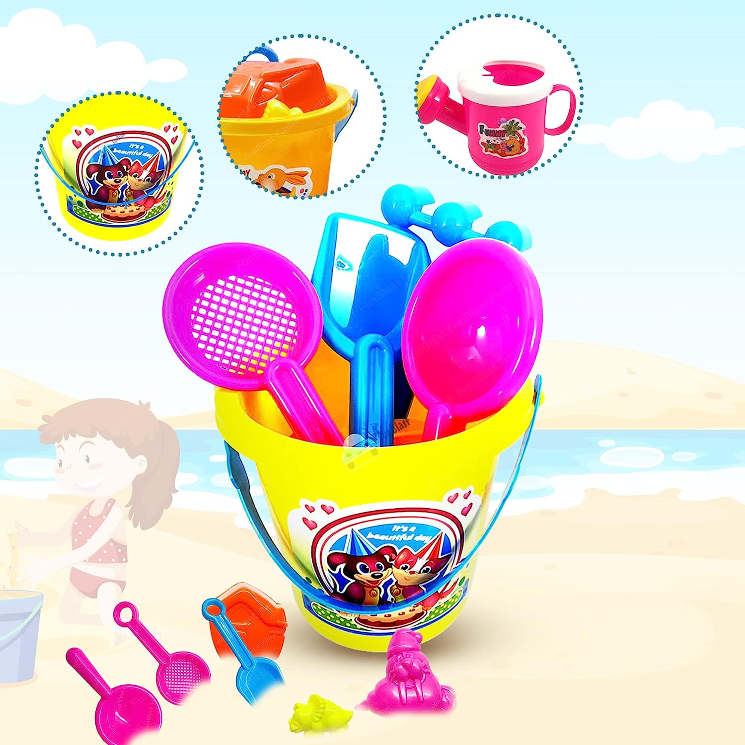 Plastic Beach Castle Water Tools Toys Sand Game - Kids Beach Toys, Sand Toys for Kids -Multicolor