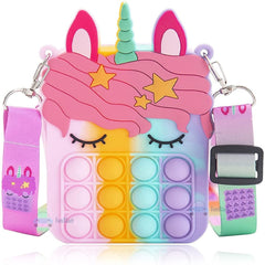 Unicorn Pop it Sling Bag - Crossbody Bag for Kids, Pop it Purse for Girls, Stress Relief Toys Pop It Bag for Girls