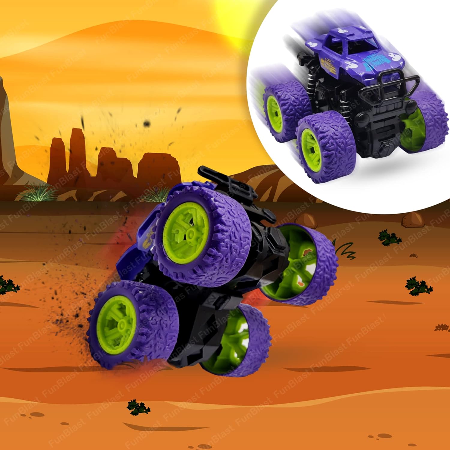 4WD Monster Truck Toys, Push & Go Toy Trucks Friction Power Toys - 4 Wheel Drive Vehicles Toy for Toddler - 1 Pcs