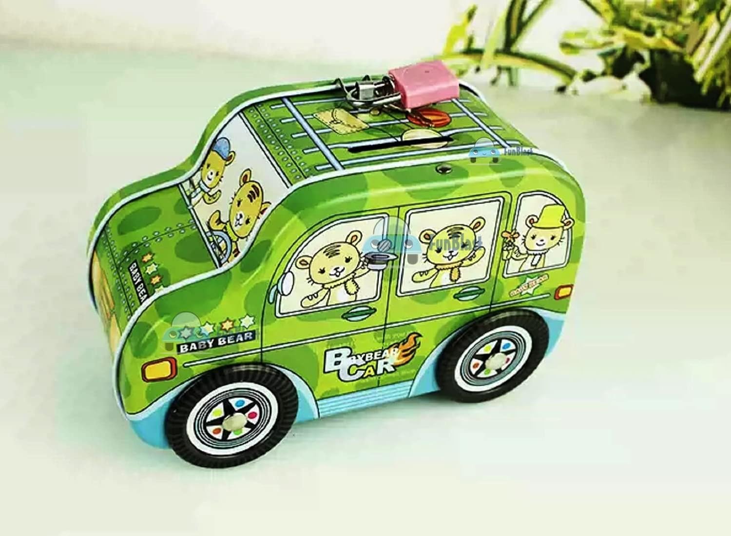 Piggy Bank - Car Shaped Coin Box with Moving Wheel for Kids, Piggy Bank for Kids, Coin Box for Kids