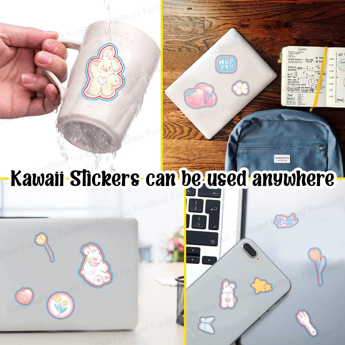 Kawaii Stickers Set – 16 Sheet (100+ Pcs) DIY 3D Stickers for Girls, Aesthetic Sticker, Stickers for Journaling, Scrapbooking (PeachWish-4X4=16Sheet)
