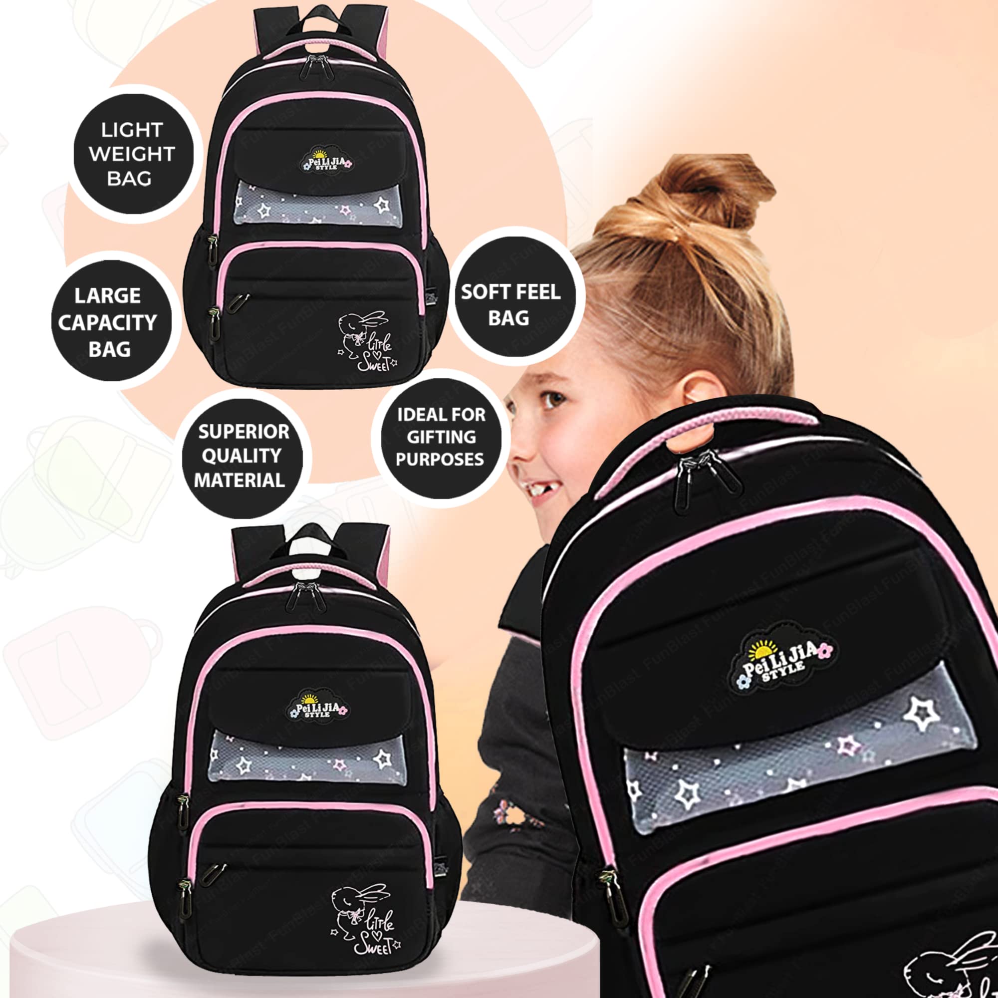 School Bags for Kids Girls – Multi-Purpose Bag for Kids, School Backpack, College Backpack, Large Capacity Travel Backpack, Picnic Bag, Lightweight School Bags (46 X 32 X 16 CM)