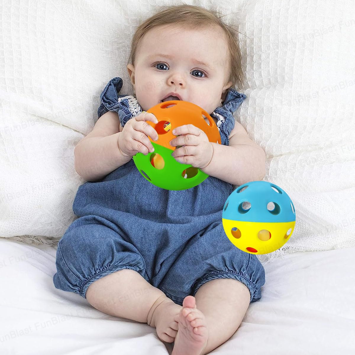 Baby Rattles Ringing Balls - Sound Toys for 6+ Months Babies (Pack of 2)