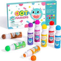 Super Dots Markers for Kids – 8 Pcs Washable Dot Markers for Artist, Professional, Beginners, Washable Marker Bottle Pens for Kids