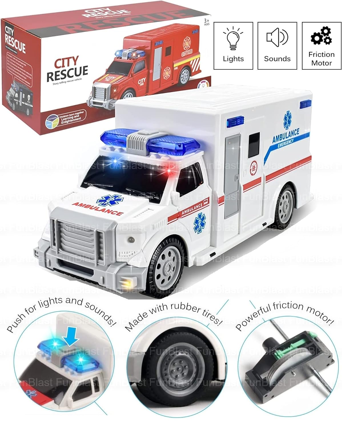 Toy ambulance with lights best sale and sound