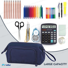 Multipurpose Zipper Pencil Pouch for Kids (Navy Blue)