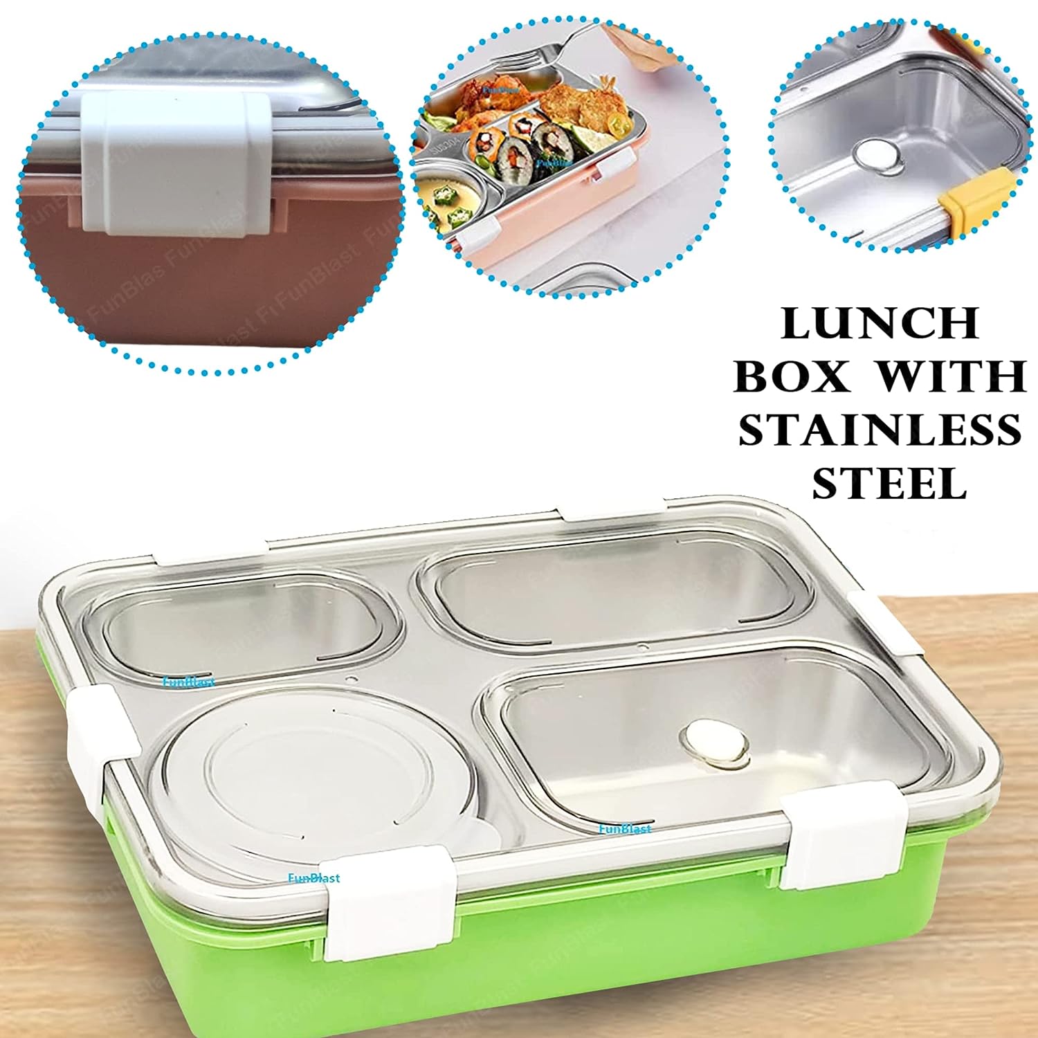 Stainless Steel Lunch Box for Kids, Tiffin Box with Spoon and Fork, Bento Lunch Box, Insulated Lunch Box, Lunch Box for Kids, Office Women & Men (Not Leak-Proof - for Dry Foods Only)