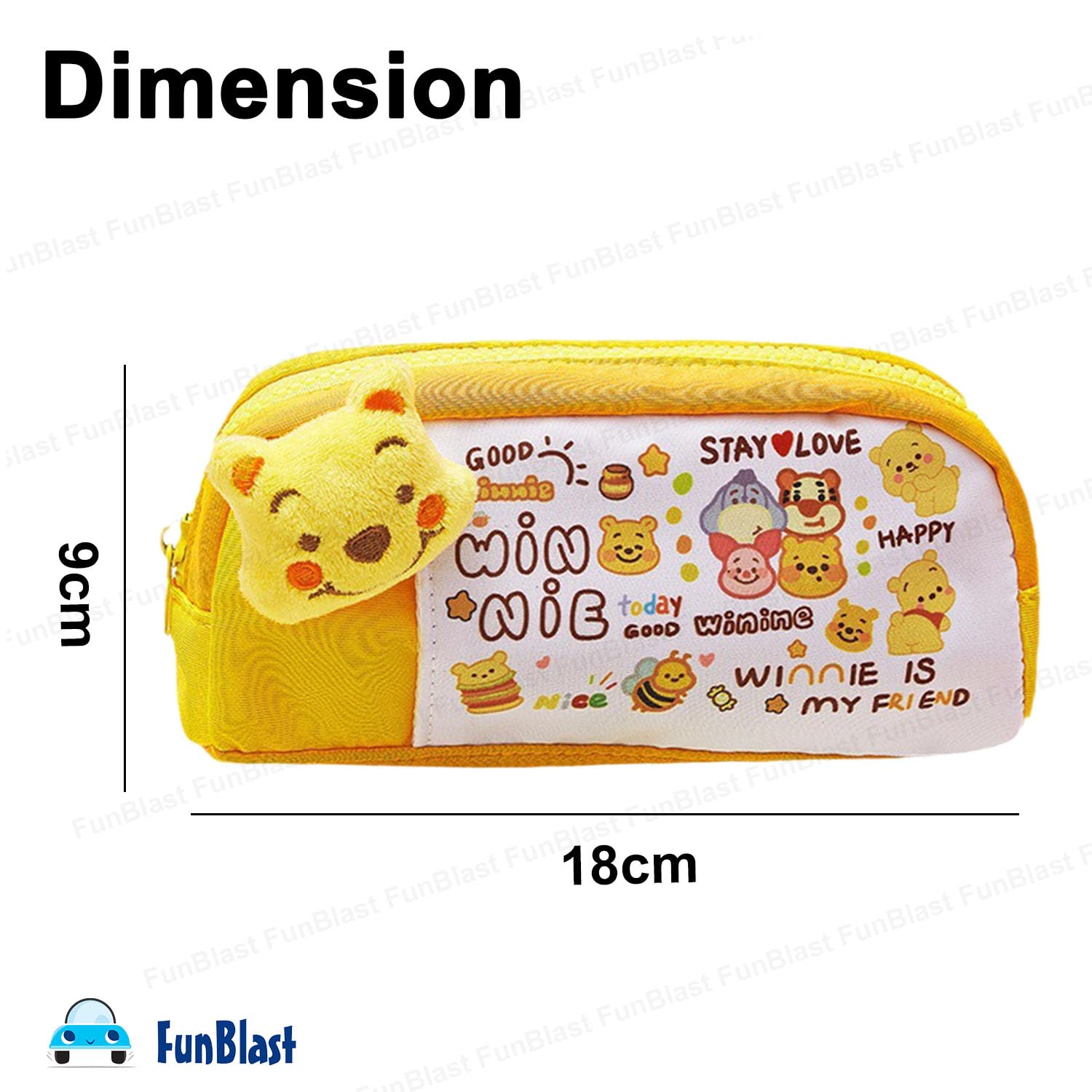 Cartoon Design Multipurpose Zipper Pouch for Kids (Yellow)