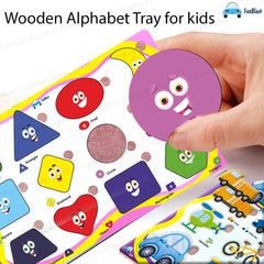 Set of 6 Puzzles Wooden Puzzle for Kids, Wooden Colorful Learning Educational Board for Kids Includes ABC, 123, Fruits, Numbers, Animals, Vehicles, Alphabet