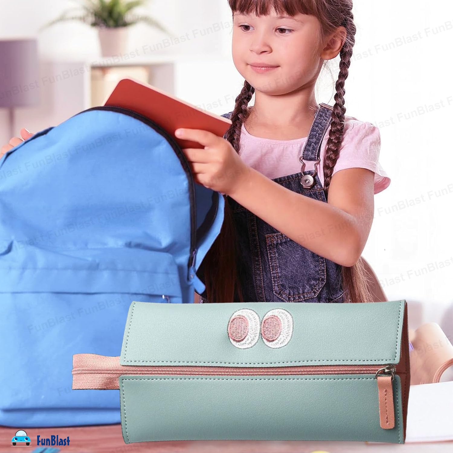 Multipurpose Zipper Pencil Pouch for Kids & College Students (Green)