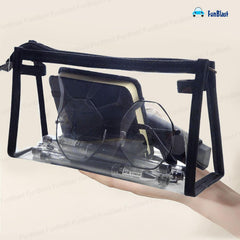 Transparent Portable Makeup Pouch with Zipper Closure for Girls (Black)