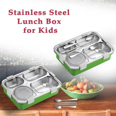 Stainless Steel Lunch Box for Kids, Tiffin Box with Spoon and Fork, Bento Lunch Box, Insulated Lunch Box, Lunch Box for Kids, Office Women & Men (Not Leak-Proof - for Dry Foods Only)