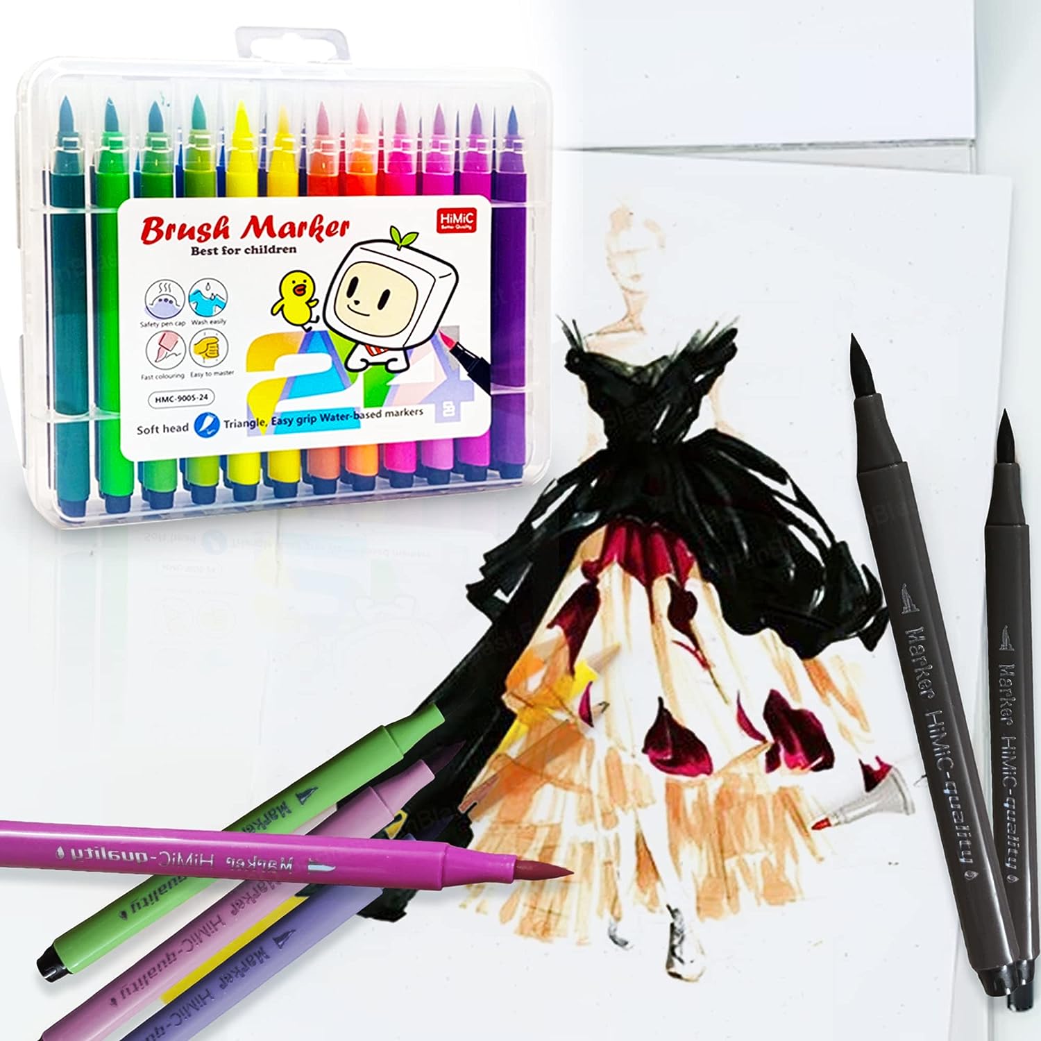 Sketch Pen Set Marker Pens-12 Colour Pens/ Colour Outline Curve Pen,  Glitter Pen Cute Stationery