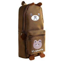 Hangable Canvas Pencil Pouch for Kids (Brown-Bear)