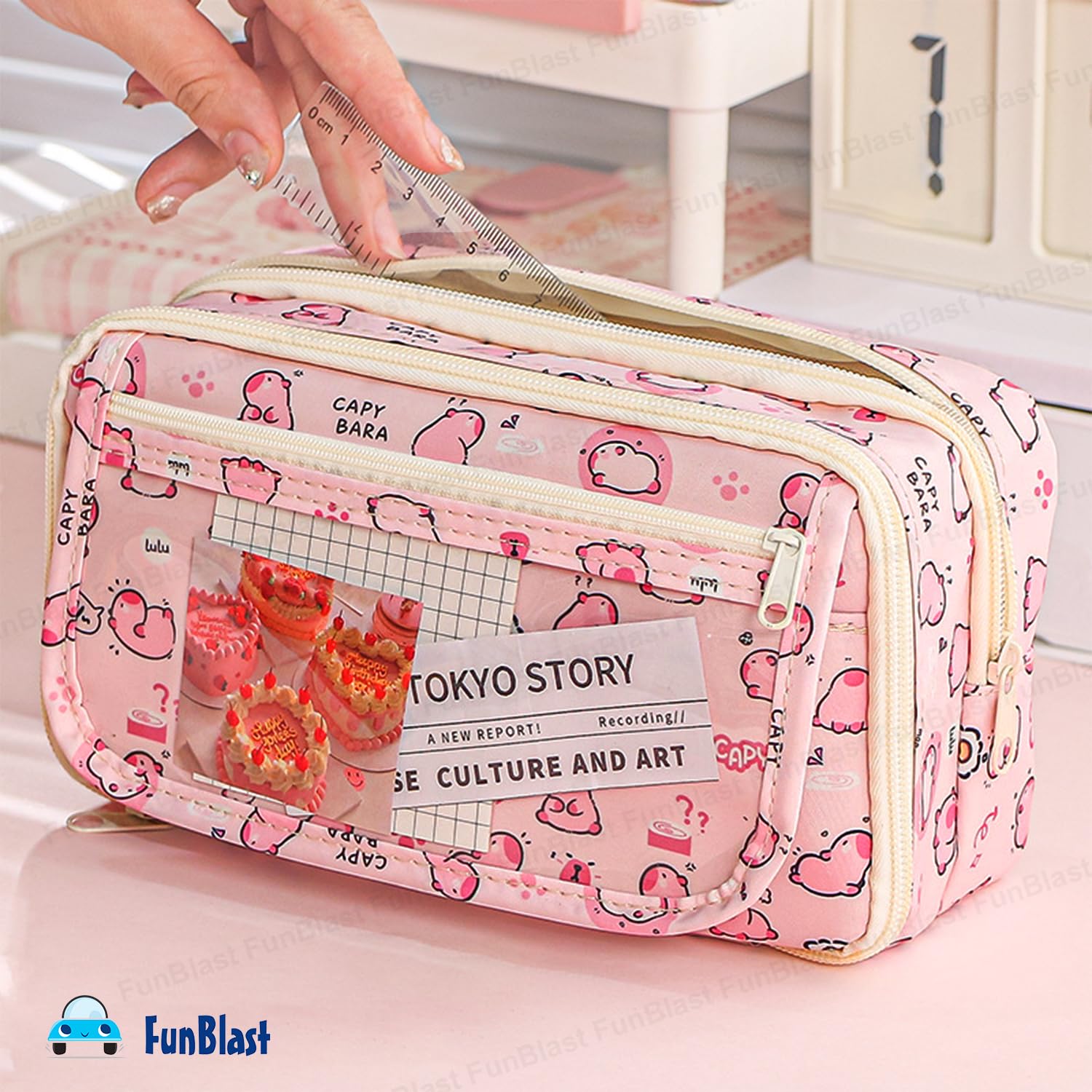 Multipurpose Zipper Pencil Pouch for Kids (Print May Vary)