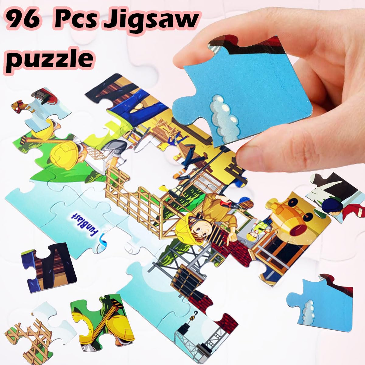 Jigsaw Puzzles for Kids, Building Construction Jigsaw Puzzles for Kids, Learning & Educational Jigsaw Puzzle, Set of 4-96 Pcs Puzzle