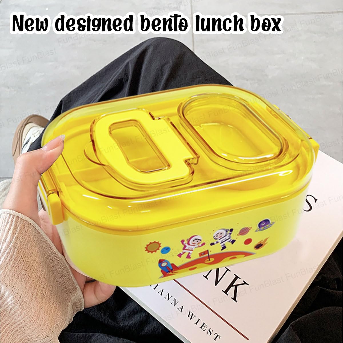 Astronaut and Space Theme Lunch Box with Spoon and 10 Color Ball Pen, Lunch Box for School Kids, SS304 Lunch Box, Air-Tight Lunch Box, Insulated Lunch Box