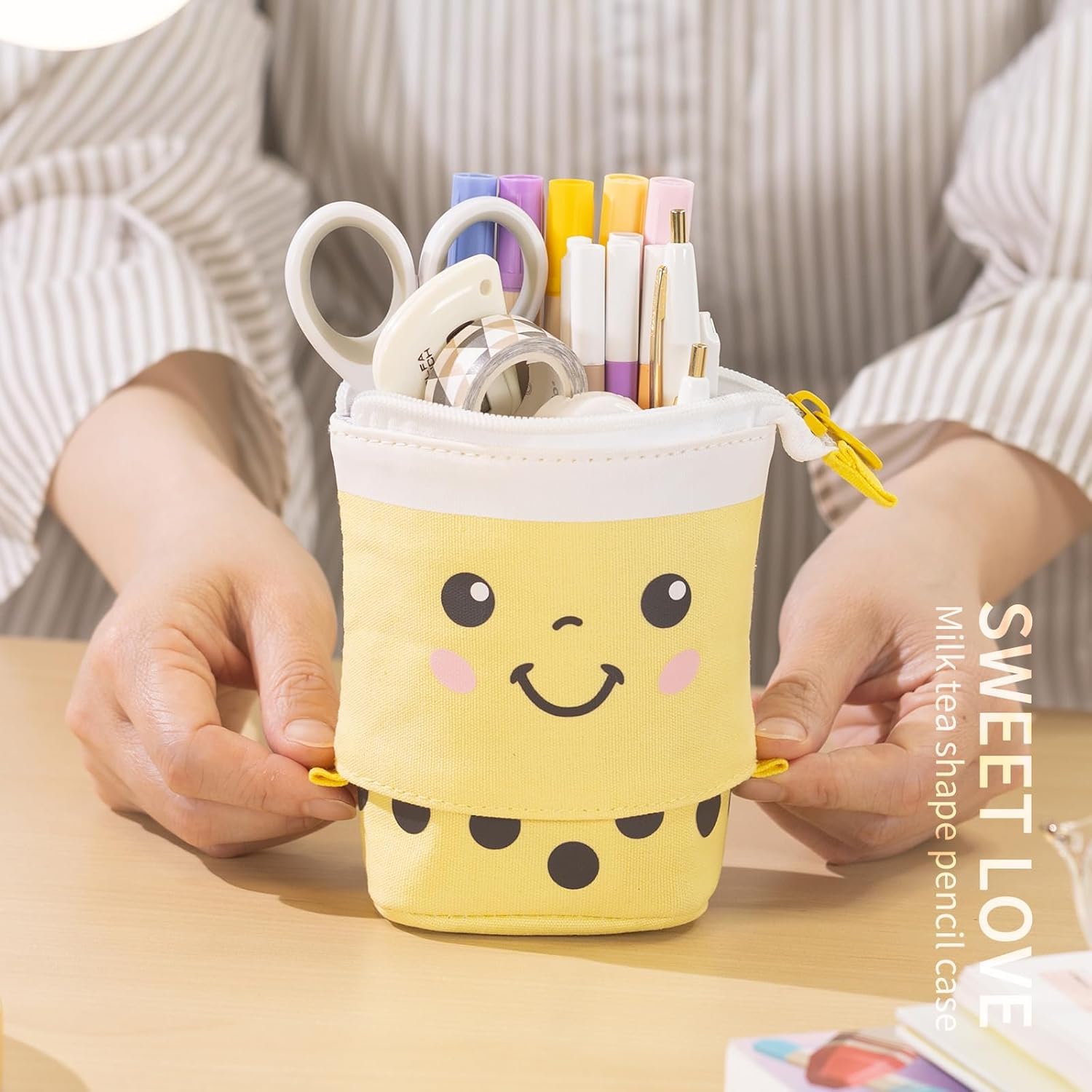 Boba Pop-Up Stationery Organizer for Kids (Yellow)