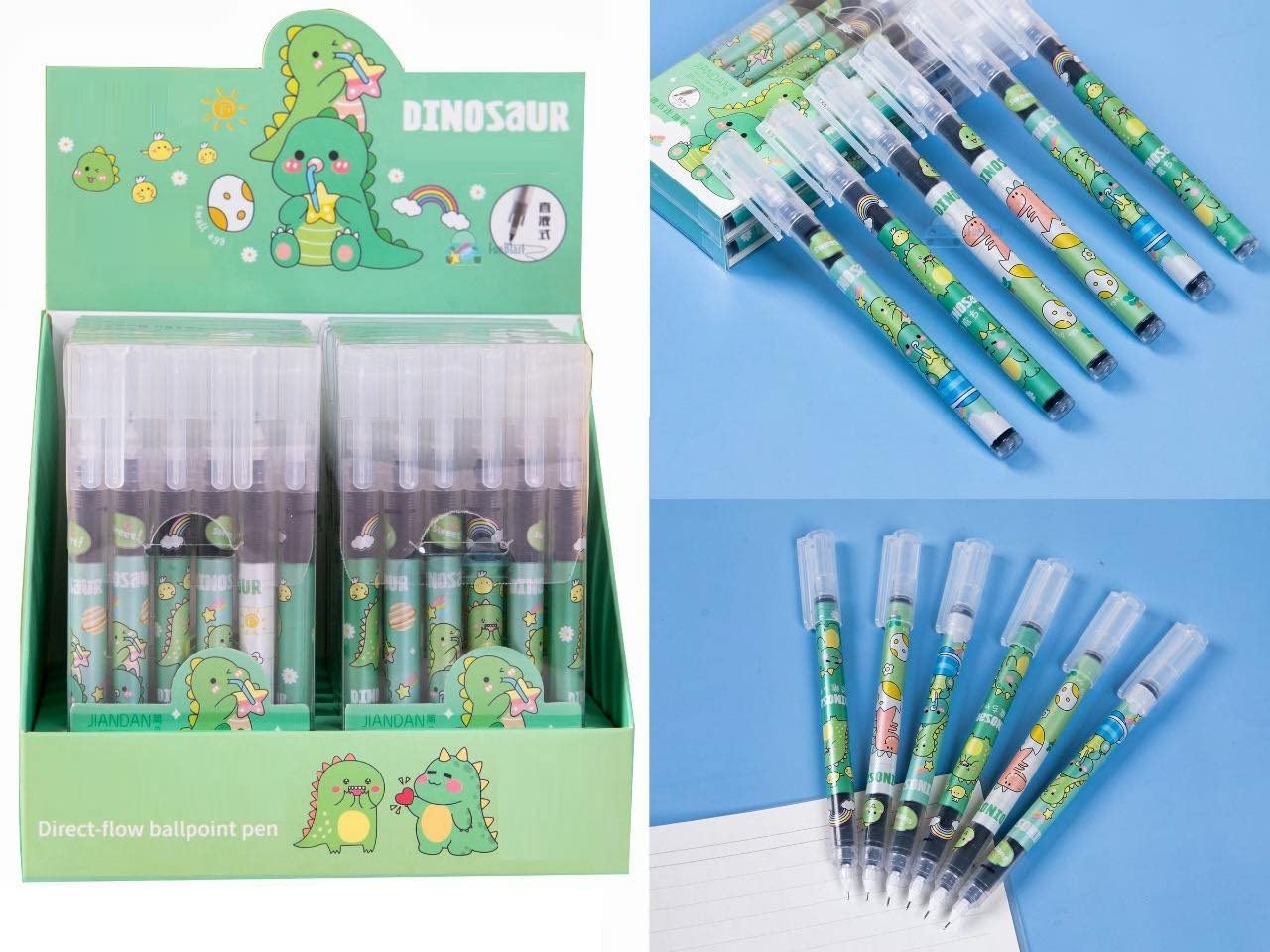 Gel Pens for Writing - Cartoon Design Lightweight Gel Pen with Comfortable Grip for Extra Smooth Writing, Stationery for School & Office (6 Pcs) – Blue Ink