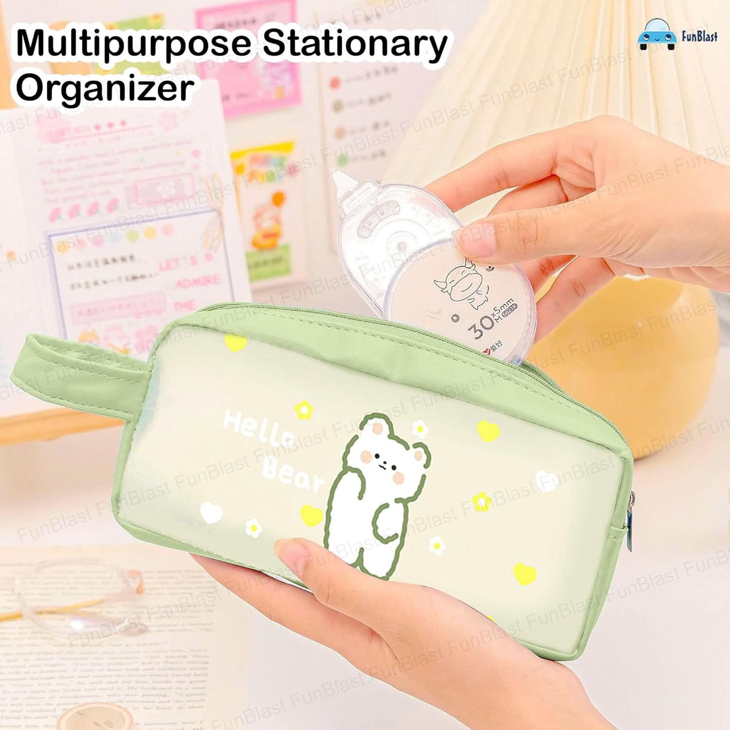 PVC Pencil Pouch with Zipper Closure (Green)
