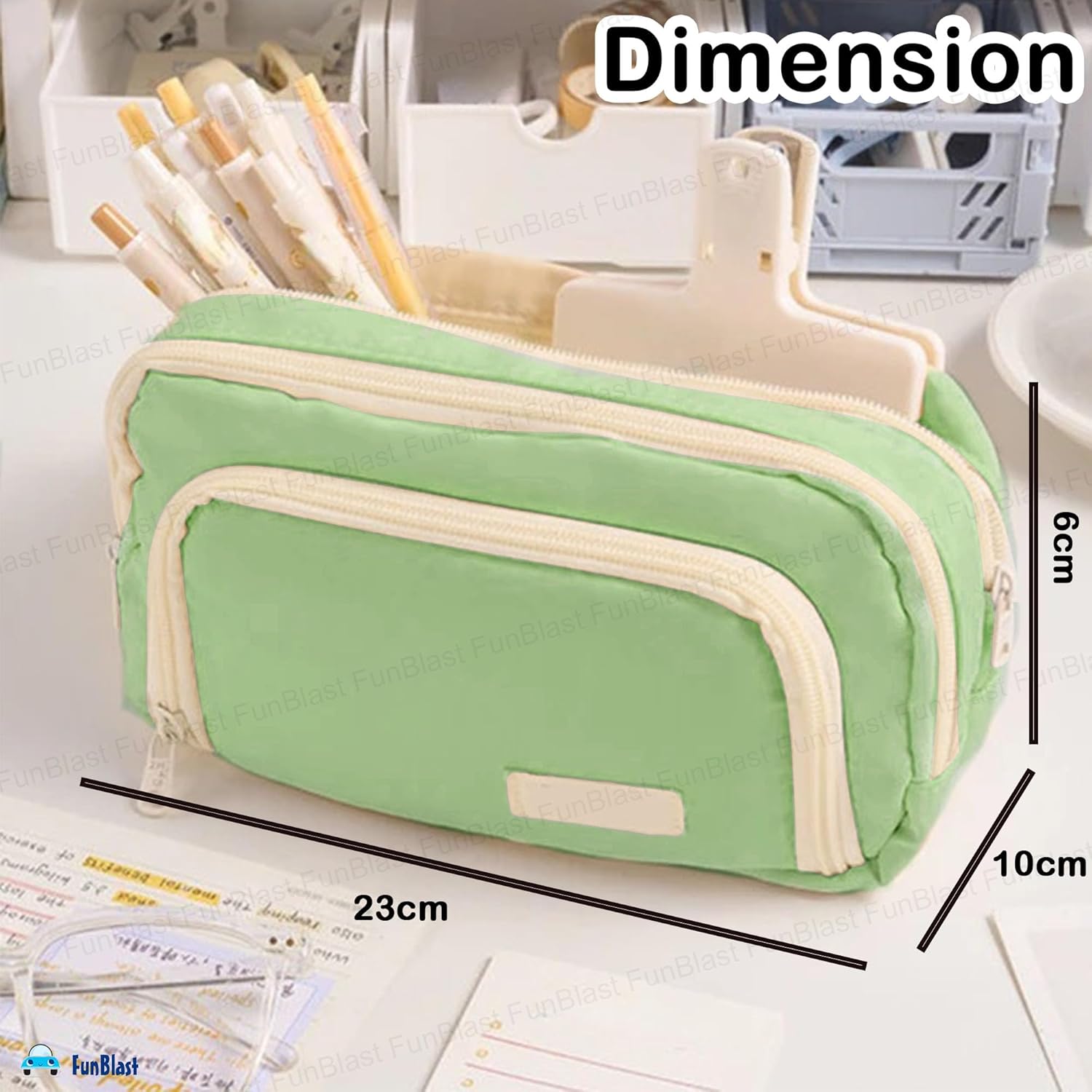 Multiple Compartment Portable Stationary Organizer Bag for Kids (Sea Green)
