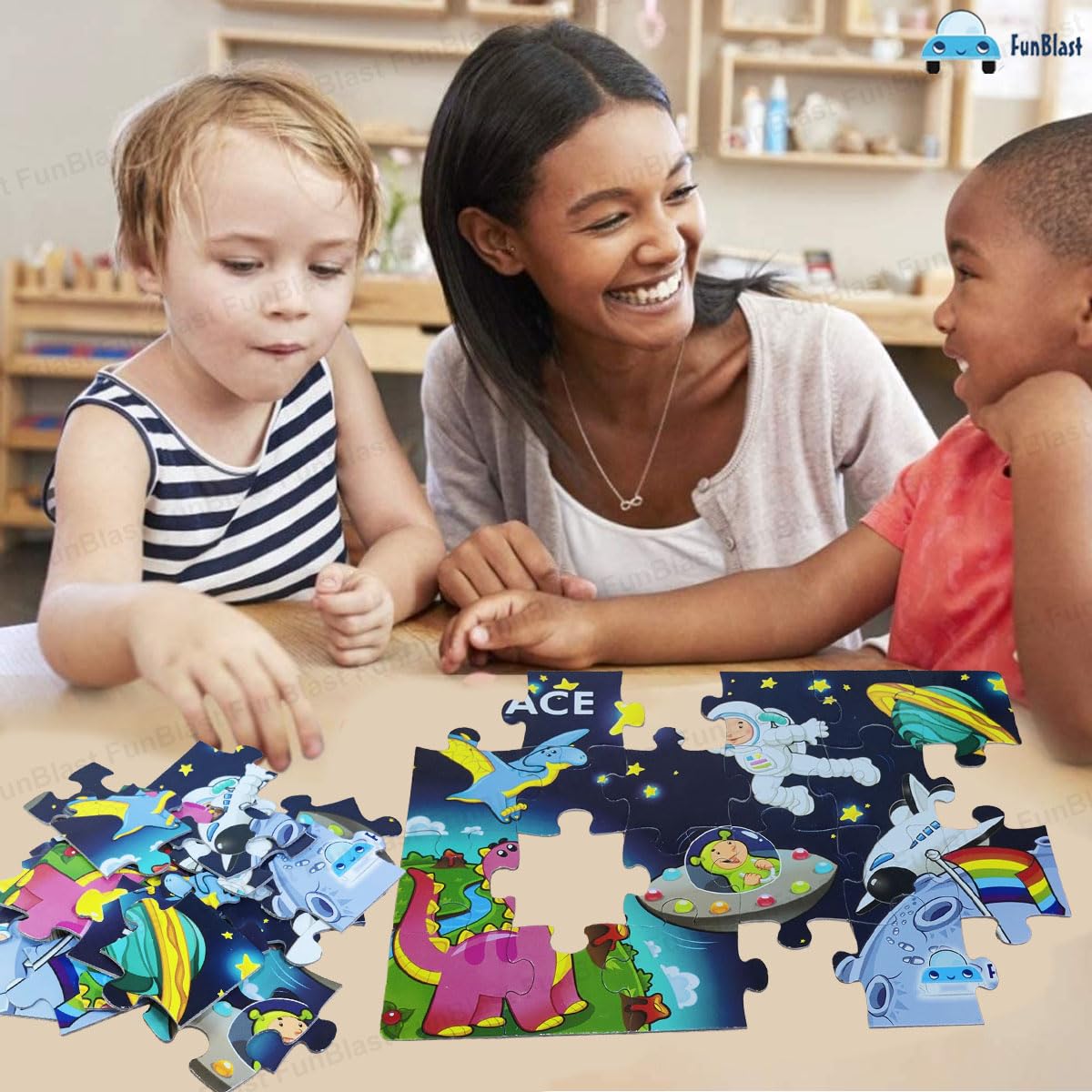 Dinosaur Space Theme Jigsaw Puzzle for Kids – 24 Pcs Jigsaw Puzzle for Kids, Boys, Girls