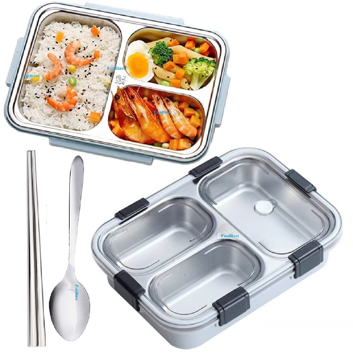 Lunch Box - Stainless Steel Lunch Box for Kids, Tiffin Box, Lunch Box with Spoon and Fork, Lunch Box for Kids, Lunch Box for Office Women and Men, Bento Lunch Box