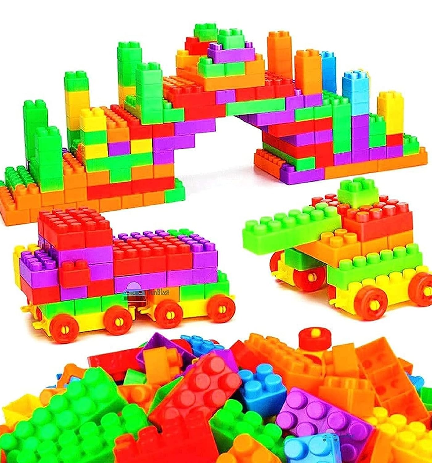 DIY Plastic Small Size Building Blocks for Kids, Puzzle for Children Educational & Learning Toy for Girls – 120+ Blocks with 22 Wheels