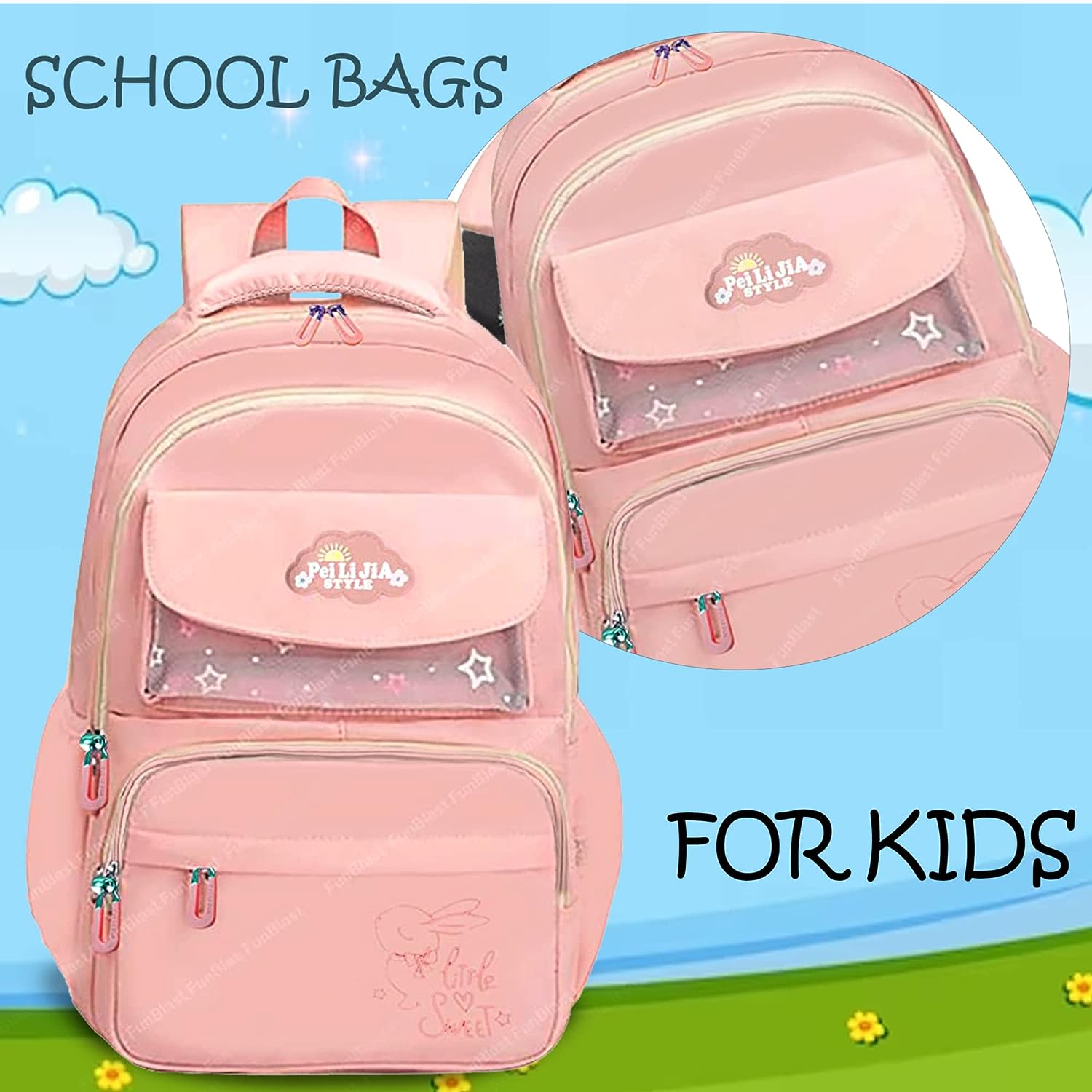 School Bags for Kids Girls – Multi-Purpose Bag for Kids, School Backpack, College Backpack, Large Capacity Travel Backpack, Picnic Bag, Lightweight School Bags (46 X 32 X 16 CM)