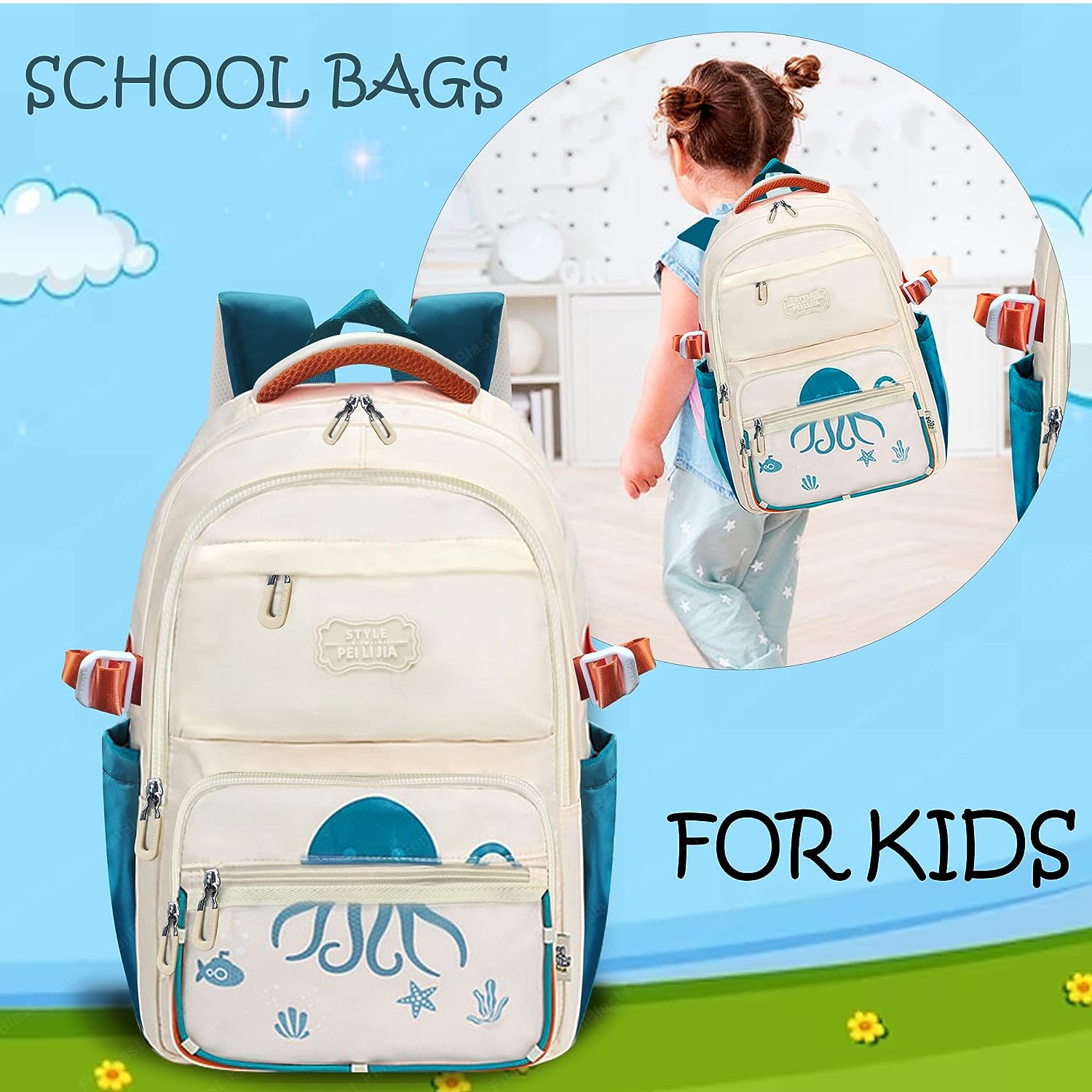 School Bag - School Backpack, College Backpack, Travel Backpack, Office Backpack, Multipurpose Bag for Kids, Casual Bagpack, Picnic Bag for Boys & Girls (46 X 34 X 20 CM)