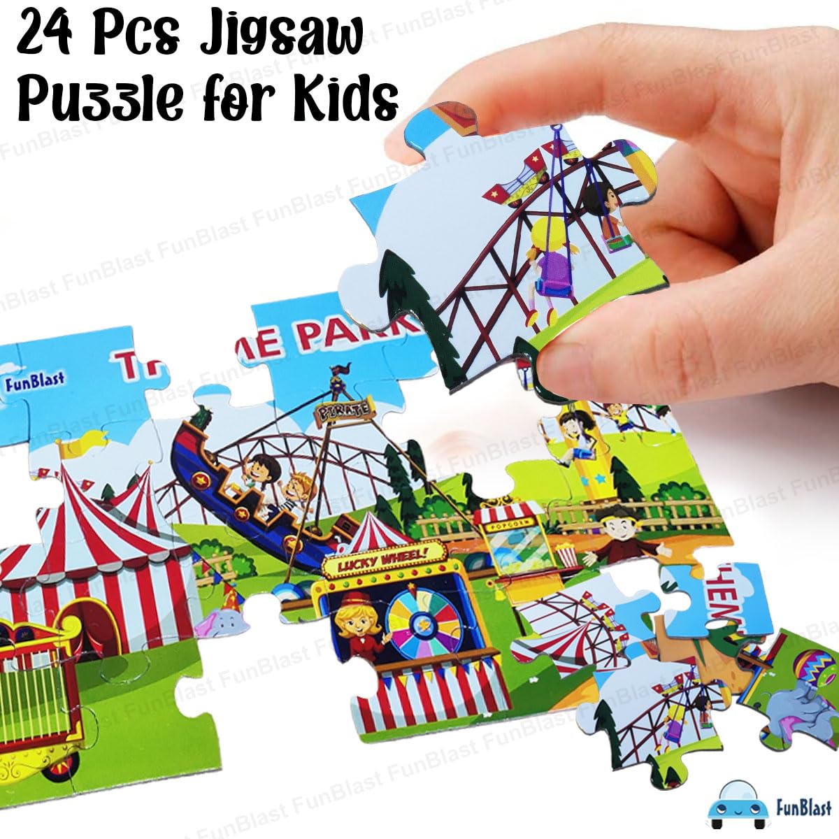 Fun Fair Park Theme Jigsaw Puzzle for Kids – 24 Pcs Jigsaw Puzzle for Kids, Boys, Girls