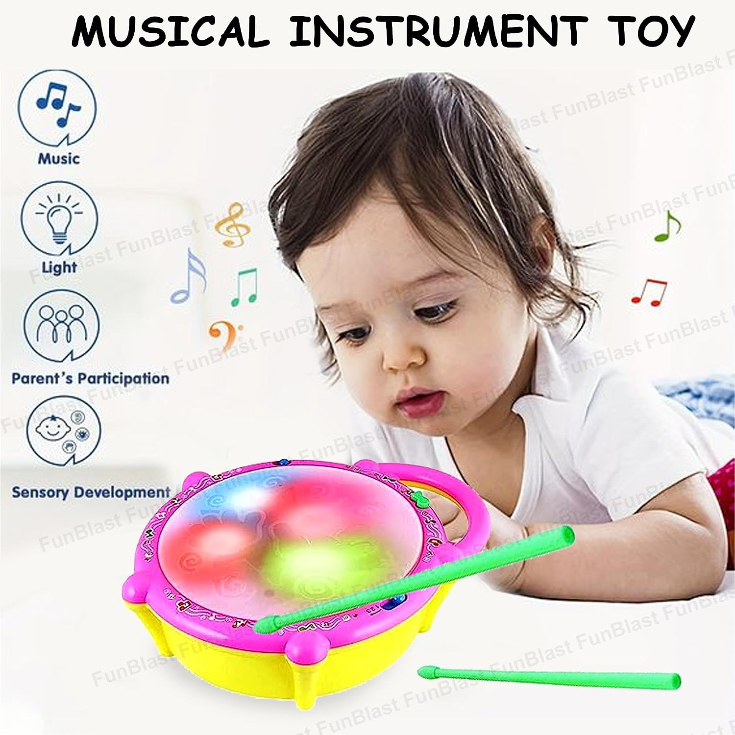 Flash Drum for Kids - Musical Drum Toy, Sound and Light Toys for Kids, Musical Instrument Toy, Baby Toy for 2 3 4 Year Kid Boy Girl