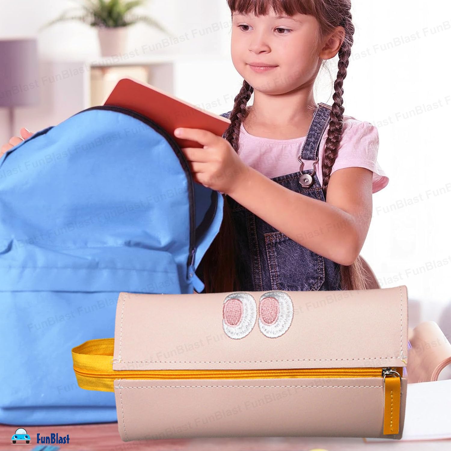 Multipurpose Zipper Pencil Pouch for Kids & College Students (Pink)