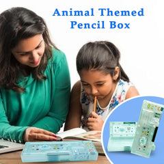 Magnetic Pencil Box with Sharpener – Cartoon Animal Zoo Themed Luxury Pencil Case for Kid