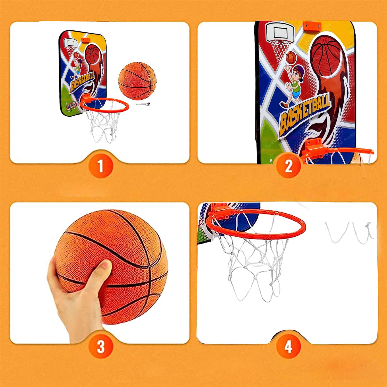 Basketball for Kids - Wall Mount Adjustable Basket Ball Kit for Kids, Basketball Hoop for Kids, Kids Basketball Toys