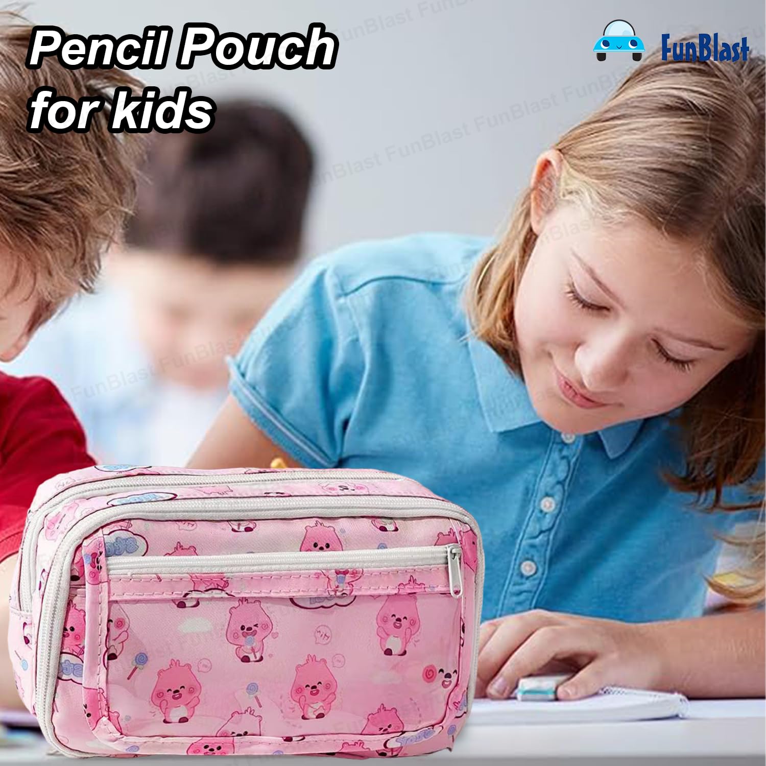 Multipurpose Zipper Pencil Pouch for Kids (Print May Vary)