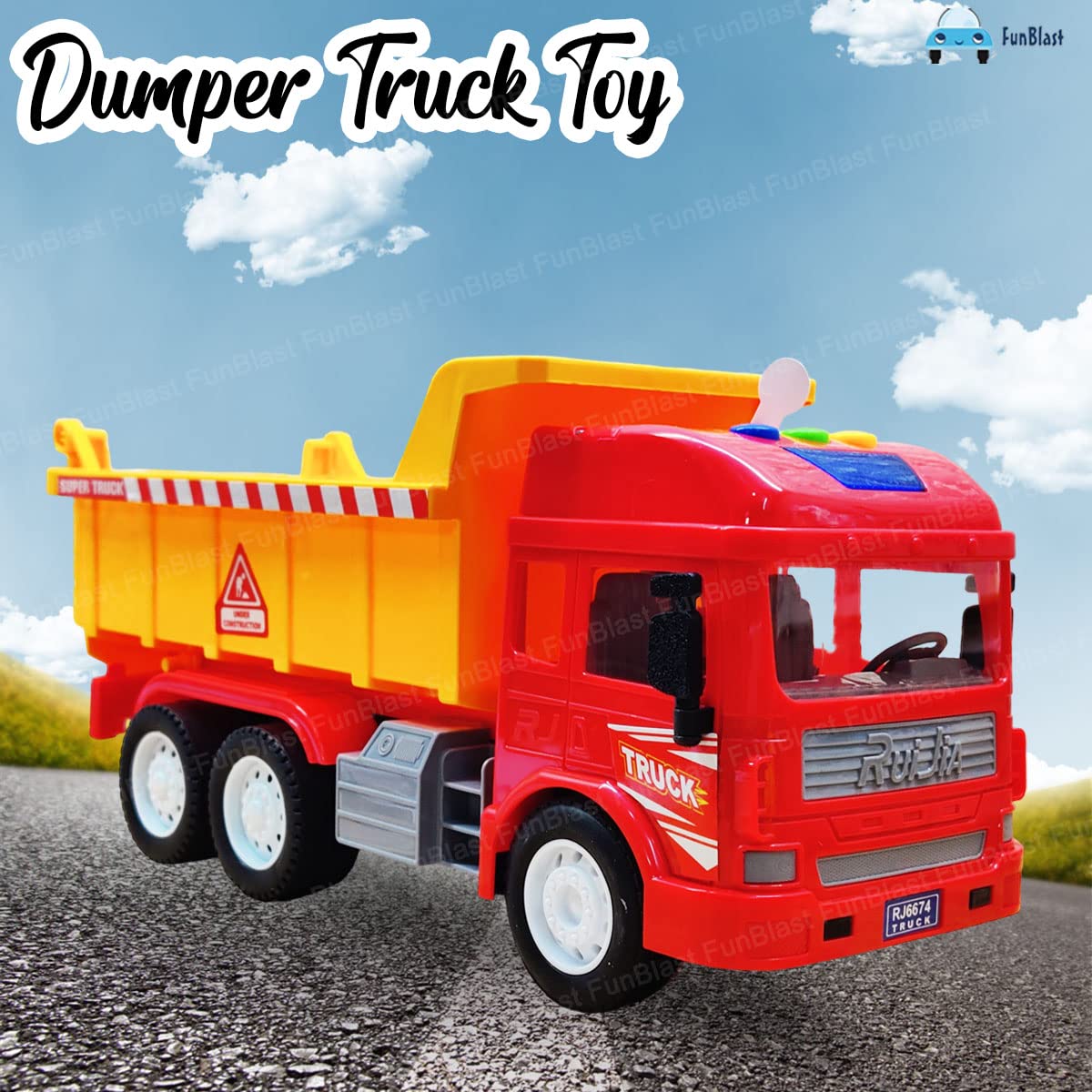 Truck Toy - Friction Power Dumper Truck with Light & Sound for Kids