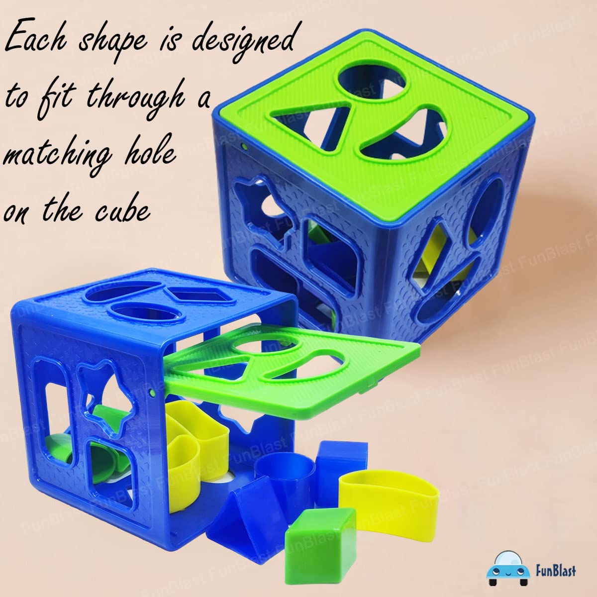 Shape Sorter Cubes for Kids - Colour Recognition Shapes Sorting and Plugging Toys, Cube Box with 9 Shapes for 3+ Ys Old Kids, Boys & Girls