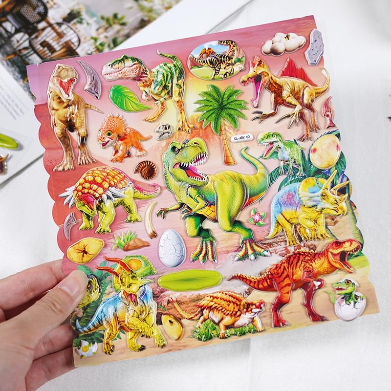 Dinosaur Theme Stickers Set – Kawaii Puffy Stickers for Kids, 3D Stickers for Girls, Aesthetic Sticker (Dinosaur Sticker Random)