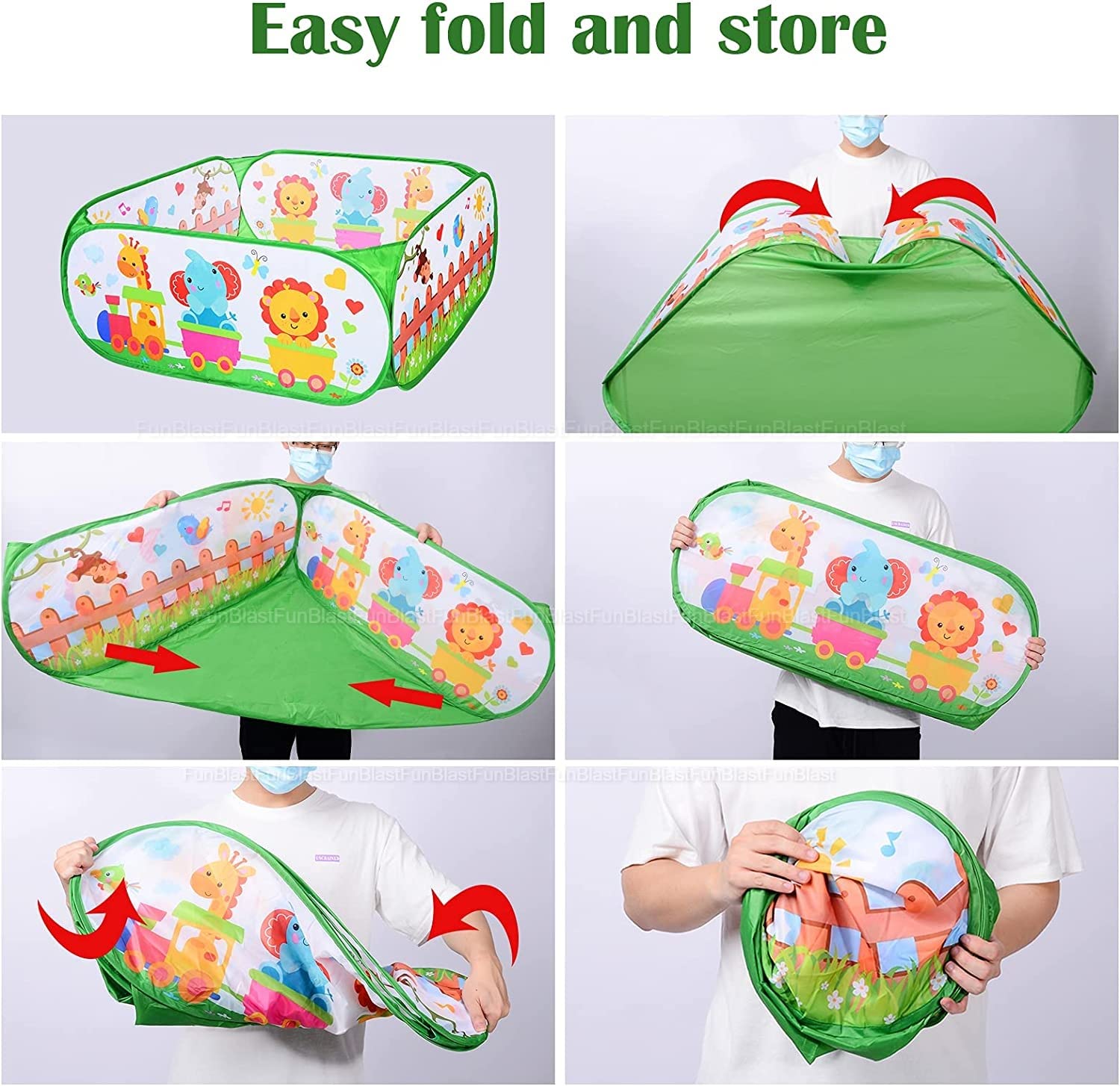 Ball Pool for Kids-Large Size Foldable Square Activity Ball Pool for Kids,Kids Play Tent,Ball Pit Without Balls for Kids, Playground Tent House-Balls Not Included, Tent House Theme