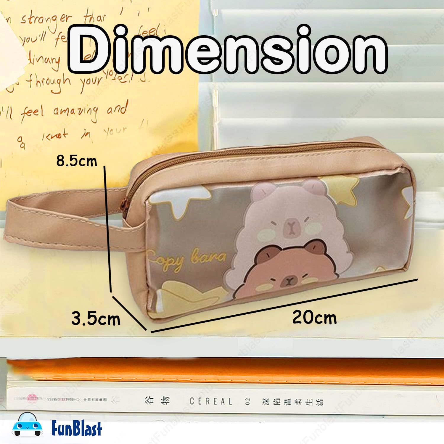 Transparent PVC Pouch with Zipper Closure for Girls (Random Design)