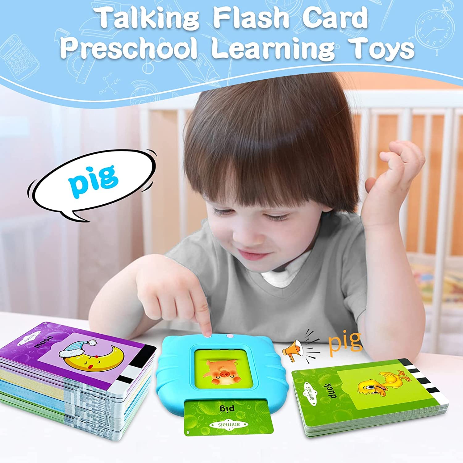 Talking Flash Cards, Learning Toys for Kids, Talking English Flash Cards, Learning Interactive Educational Toys for 2-4 Year Old Boys, Return Gifts for Kids -112 Double Sided Card