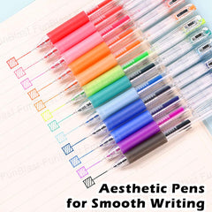 Gel Pens for Writing - Aesthetic Pens, 12 Colors Lightweight Gel Pen with Writing, Calligraphy, Journal (Pack of 12)