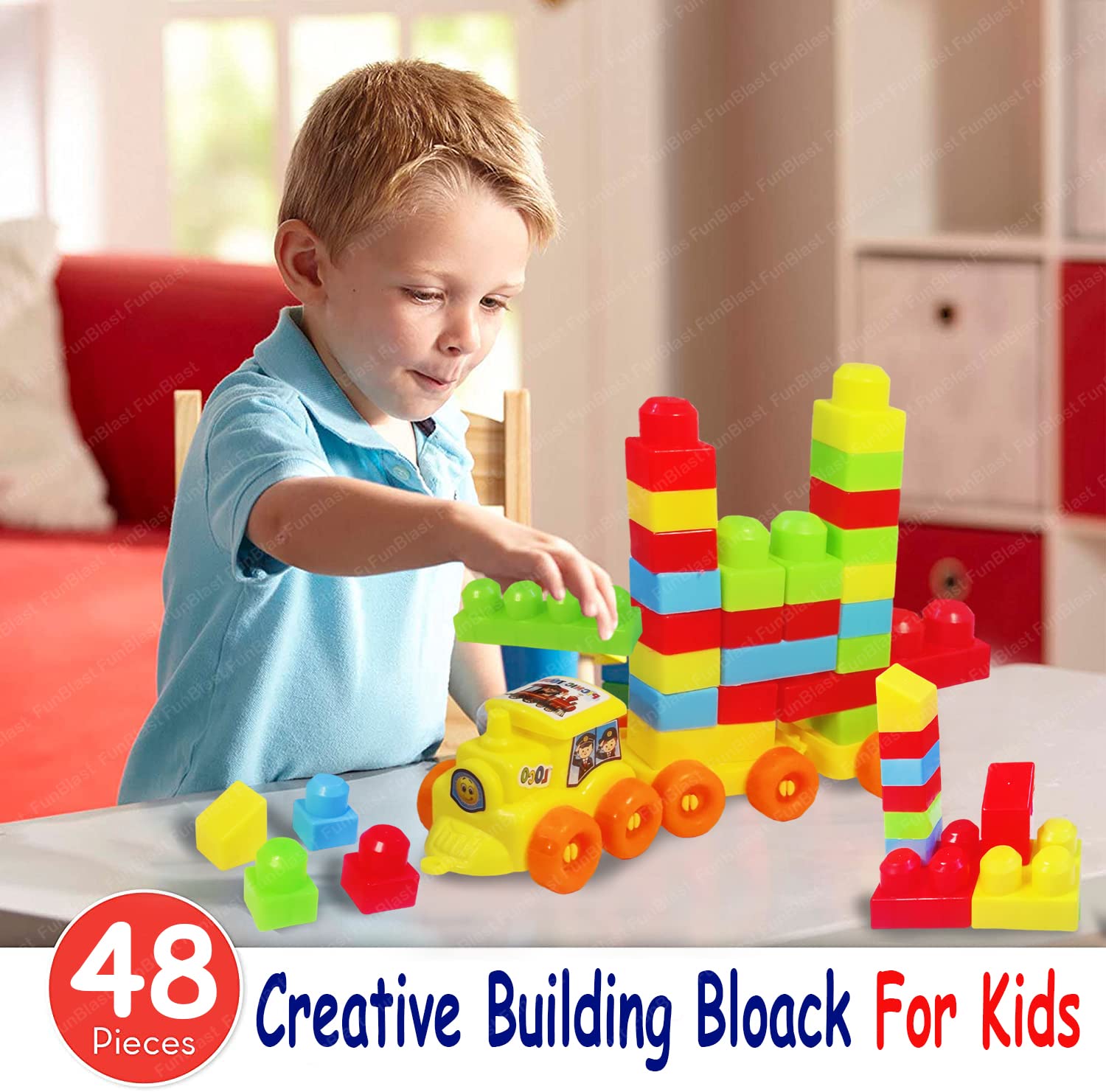 Train Engine Building Blocks for Kids - DIY Plastic Building Blocks for Kids Puzzle Games for Kids – 48 Pcs