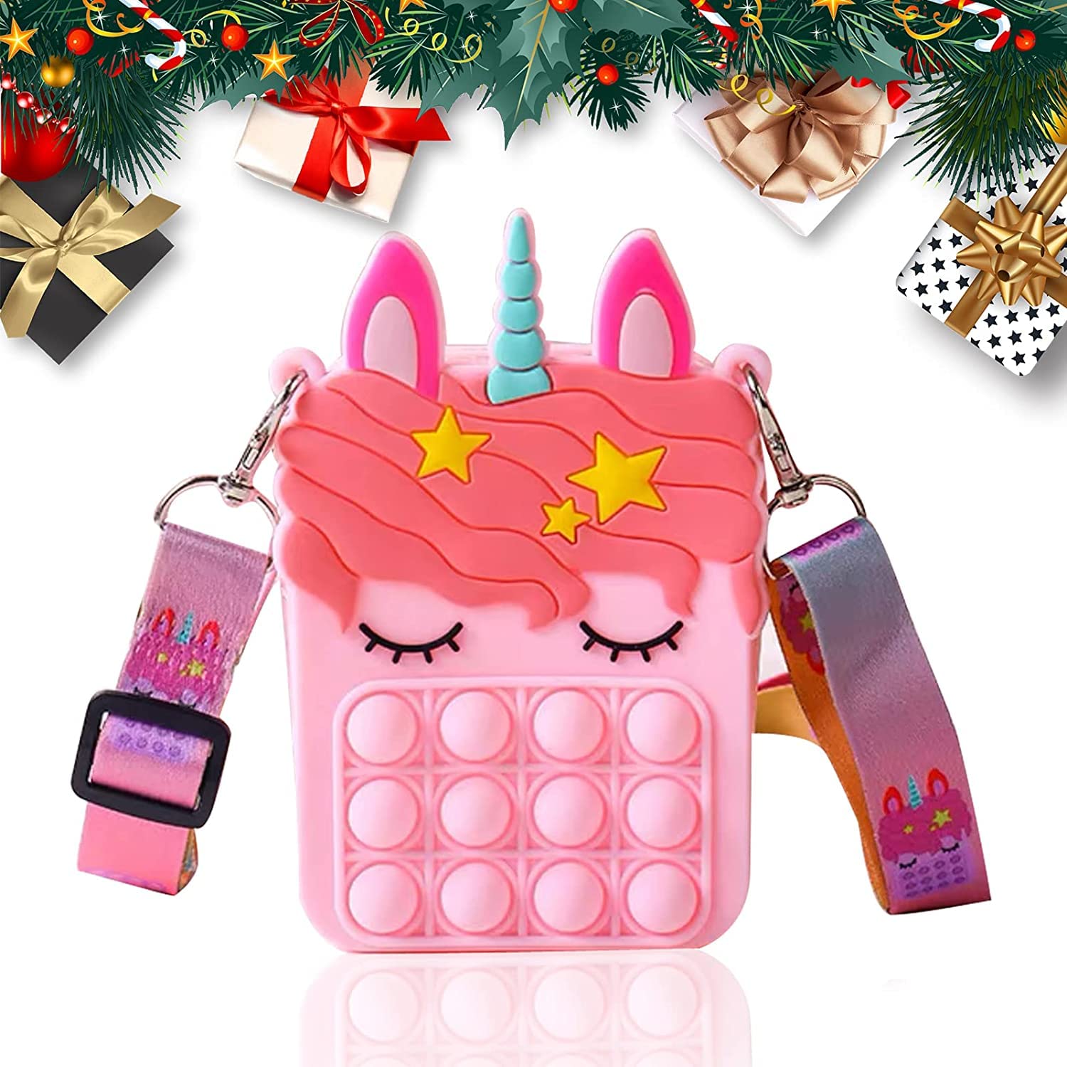 Unicorn Pop it Sling Bag - Crossbody Bag for Kids, Pop it Purse for Girls, Stress Relief Toys Pop It Bag for Girls