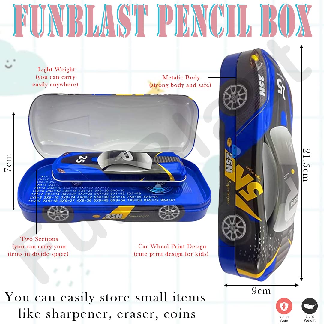 Metal Car Pencil Box/Case – Double Layer Pencil Box for Kids Boys Students School Supplies