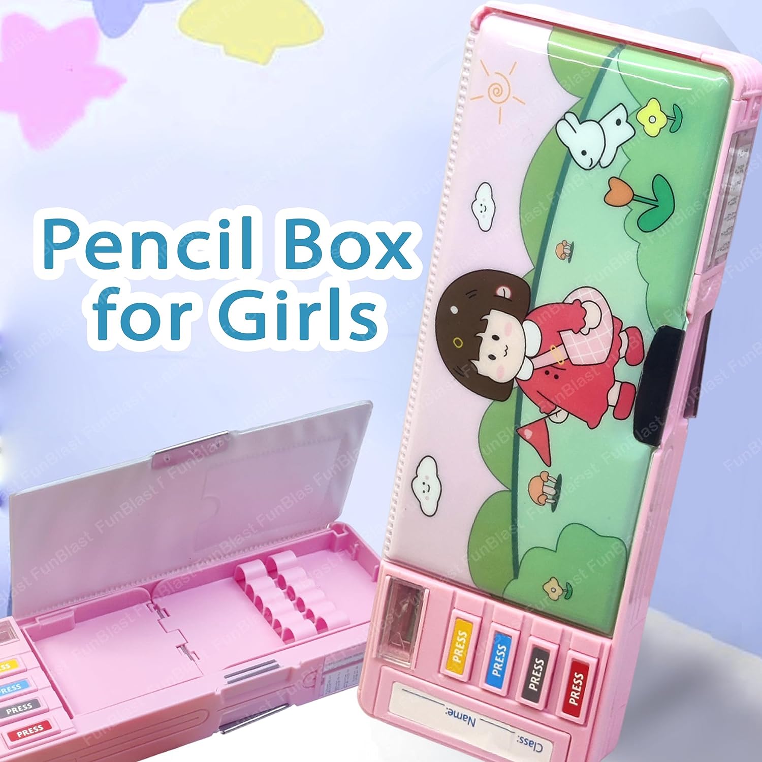 Magnetic Cartoon Pencil Case, Multifunction Pen & Pencil Box, Stationery Organizer Box Birthday Return Gift for Kids Girls