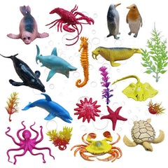 Realistic Aquatic Animal Toy, 20 Pcs Under Sea World Sea Animal Toys for Kids, Marine Animals Toys, Ocean Creature Toys, Sea Animal Toy Figure for 3+ Years Old Kids, Boys Girls (20 Pcs)