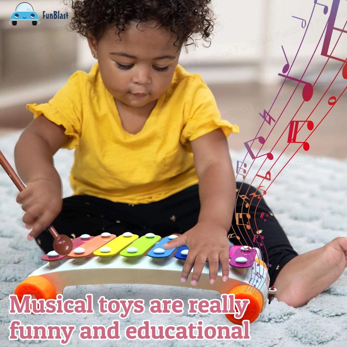 Xylophone for Kids Pull Along Toys, Musical Xylophone with Wheels for Baby, Musical Instruments for Kids Years Kids, Early Development